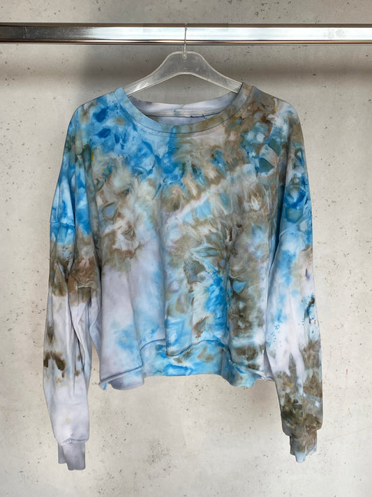 Blue and Olive Tie Dyed Crop Top