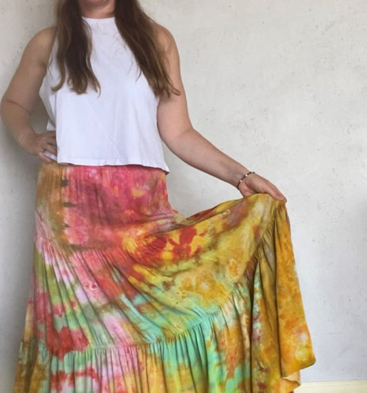 Gold Coast Hand Dyed Tiered Maxi Skirt