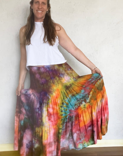 Malta Hand Dyed Tiered Maxi Skirt