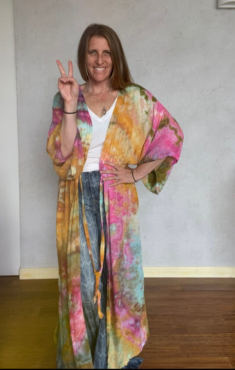 Sediments Hand Dyed Maxi Kimono