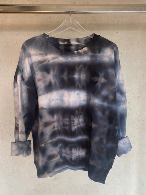 Black and White Striped Tie Dyed Sweatshirt