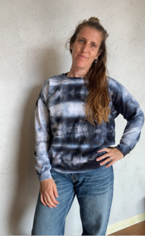 Black and White Striped Tie Dyed Sweatshirt