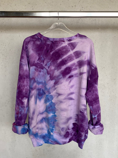 Gradient Purple Floral Spiral Tie Dye Sweatshirt