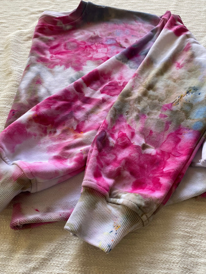 Fuchsia and Olive Tie Dyed Crop Top