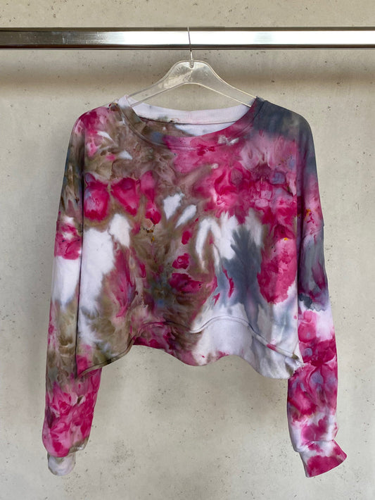 Fuchsia and Olive Tie Dyed Crop Top