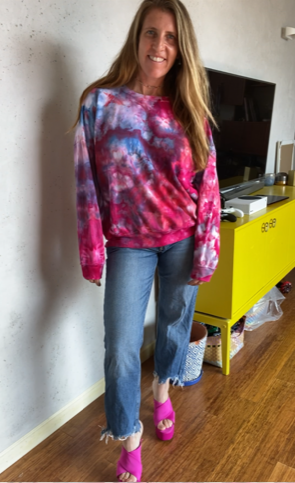 Fuschia Pink Mix Media Tie Dyed Sweatshirt