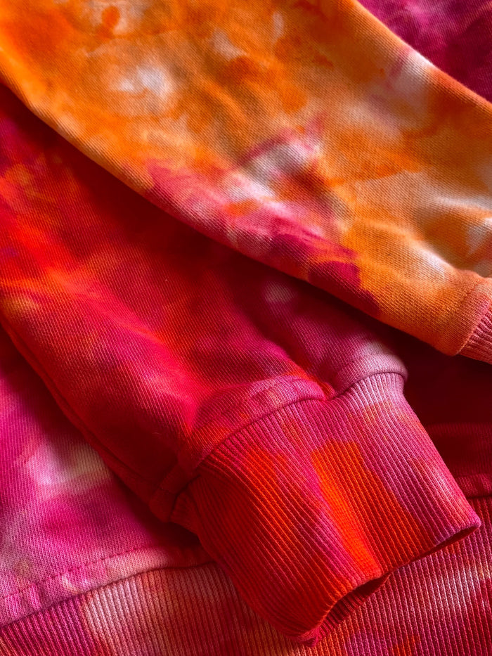 Orange and Pink Floral Spiral Tie Dyed Sweatshirt