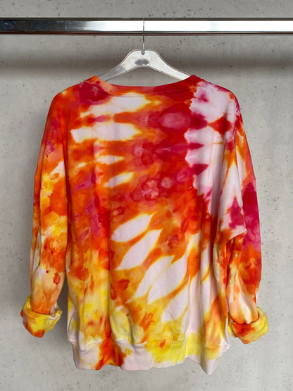 Red and Yellow Floral Spiral Tie Dyed Sweatshirt