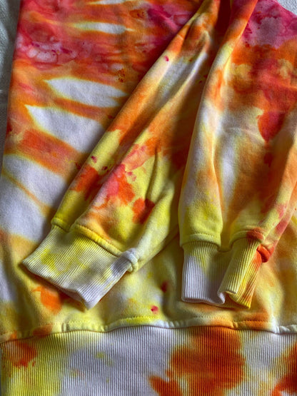 Red and Yellow Floral Spiral Tie Dyed Sweatshirt