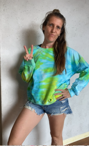 Double Floral Green Tie Dyed Sweatshirt